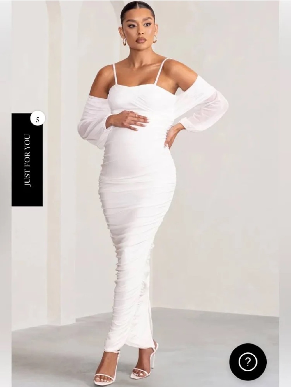 Club L London White Ruched Off-Shoulder MATERNITY Maxi Dress